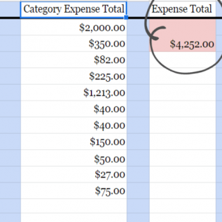 Tracking worksheet to budget money