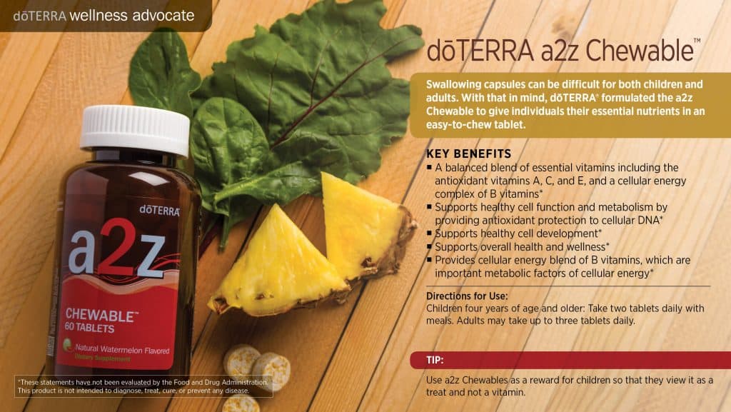 Doterra a2z kid's chewable info chart