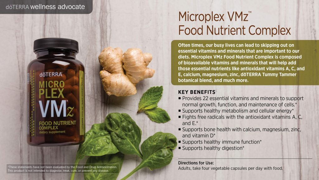 Doterra's Microplex VMZ vitamin, info chart
